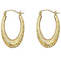 14KY Teardrop DC Hollow Hoop Earrings