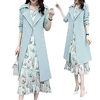 Medium Length Windbreaker Womens Coat Spring Autumn Loose Casual Casual Trench Coat Women Solid Double-Breasted Top