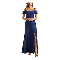 NW Nightway Womens Petites Square Neck Cold Shoulder Formal Dress Blue 14P, Twilight