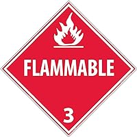 NMC DL158R FLAMMABLE Placard - 10.75 in. x 10.75 in. PS Removable Vinyl Class 3 Dot Placard Sign with White Text on Red Base