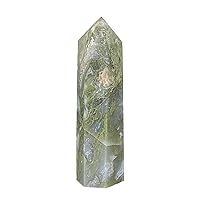 Room Decoration Natural Moss Agate Tower Point Crystal Obelisk Wand Point for Home Decor (Size : 5.11)
