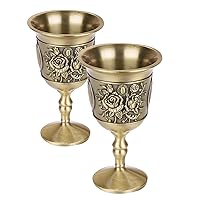2X Wine Glasses Chrysanthemum Vintage Court Metal Goblet for Bar Drinkware Accessory