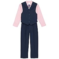 Calvin Klein Boys' 4-Piece Formal Suit Set, Vest, Pants, Collared Dress Shirt, and Tie