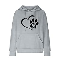 Oversized Hoodies For Teen Girls Fashion Funny Love Heart Dog Paw Graphic Sweatshirts Drawstring Casual Tops