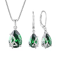Butterfly Jewelry Set 925 Sterling Silver Emerald May Birthstone Necklace Earrings for Women Mom Wife Girls Her