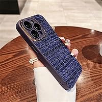 Plaid Weave Plush Fabric Phone Case for iPhone 14 13 12 11 Pro Max 14 Plus Winter Fluffy Cover with Lens Protection Film,T4,for iPhone 14Pro Max