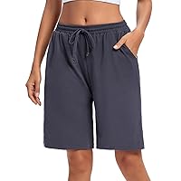 ASIMOON Womens Bermuda Shorts Lounge Athletic Shorts Loose Running Shorts Casual Long Yoga Shorts with Pockets
