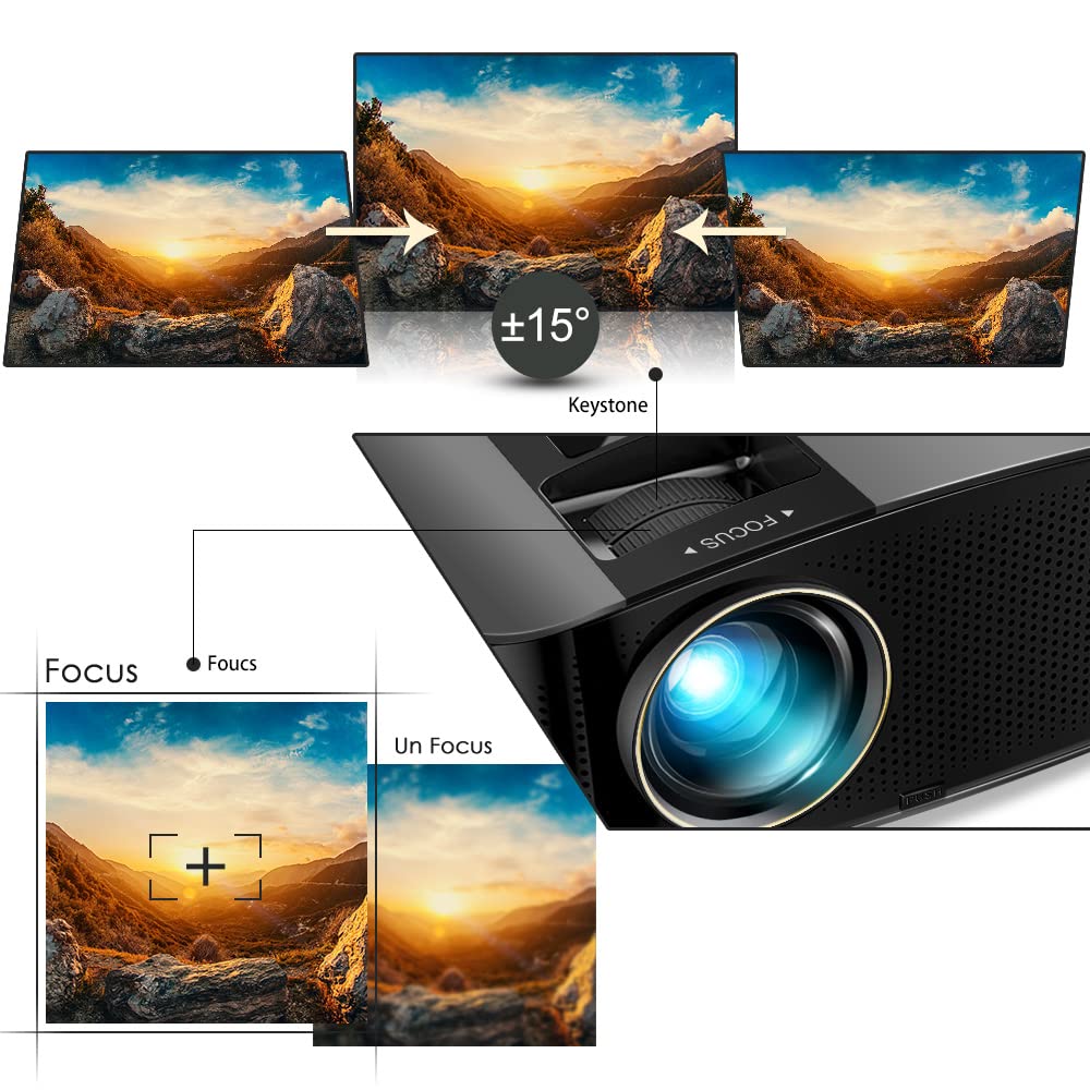 Projector, GooDee 2023 Dolby Native 1080P Video Projector, Outdoor Movie Projector, 230