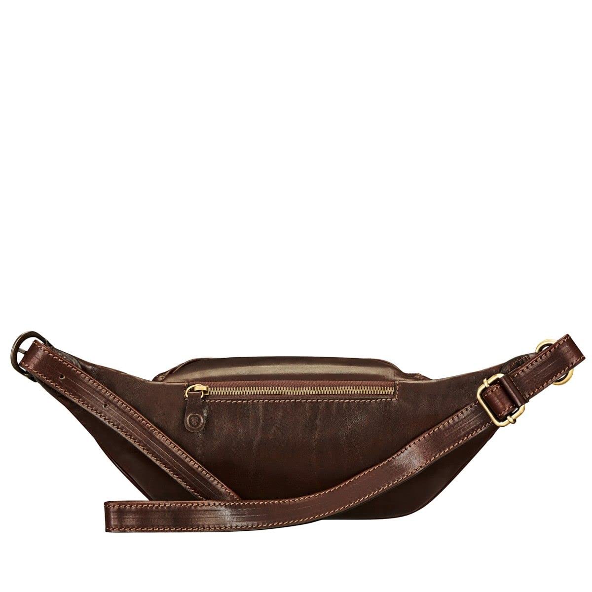 Maxwell Scott | Luxury Leather Fanny Pack | The Centolla | Handmade In Italy | Dark Chocolate Brown