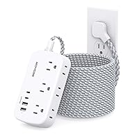 Extension Cord 25 Ft, Flat Plug Power Strip with 6 Outlets with 4 USB Ports(2 USB C), Wall Mount Charging Station, No Surge Protector for Home Office College Dorm Room Travel Essentials