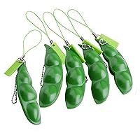 Fidget Toys-Fun Bean Fidget Toy Set Squeeze-a-Bean Soybean Edamame Stress Relief Anti-Anxiety Toy Keychain for Phones Keys Backpack Gift Toy (5 Pcs)