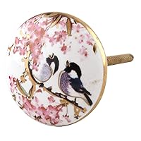 Indian Shelf 2 Piece Pink Birds Ceramic Luxurious Drawer Knobs for Kitchen Cabinet Hardware Door Decorative Dresser Pulls Exclusive