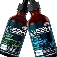 E2H: Liquid Chlorophyll and Liver Support Supplement | Vegan, Non-GMO - 2 Fl Oz Each (4 Fl Oz Total) - Bundle