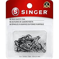 Bulb Safety Pins, Black & Silver, Size 7/8-Inch, 50 Count