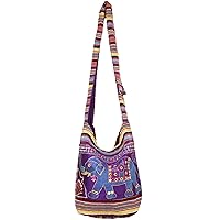 Hippie Elephant Embroidered Shoulder Bag