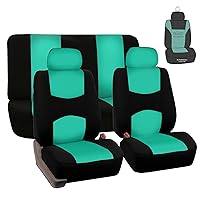 FH Group Car Seat Covers Rear Solid Bench Full Set Mint Flat Cloth Seat Covers Rear Seat Covers Universal Fit Car Seat Protector for Vans Car Truck and SUV Interior Accessories Van Seat Covers