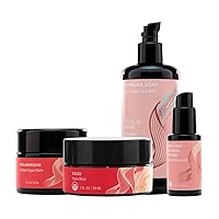 Nourishe Collagen Kit | Shungite & Diamond Soap Face Wash, Voluminishe Collagen Support Balm, Kakao Hydra Mask & Mid Day Floral Spray | 100% Plant Based Ingredients | Skin Care Set