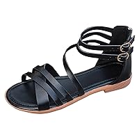 Platform Sandals For Women Fashion Summer Women Buckle Strap Open Toe Flat Brelathabe Sandals Beach Shoes