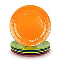 Melamine Plates set -10inch 6pcs 100% Melamine Dinner Plates for Everyday Use, Break-resistant and Lightweight, MultiColor