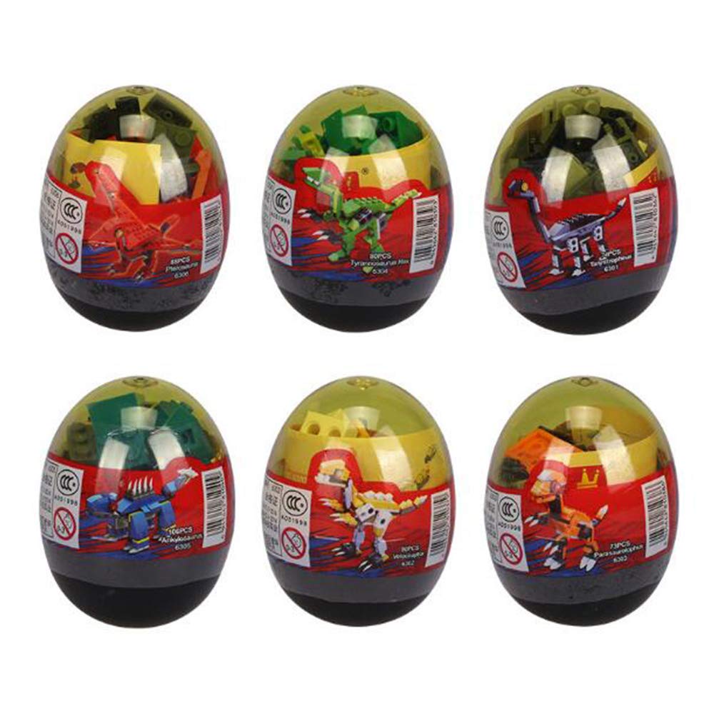 Anditoy 4 Pack Dinosaur Building Blocks Toys in Jumbo Eggs for Kids Boys Girls Easter Basket Stuffers Fillers Gifts Party Favors