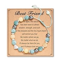 HGDEER Best Friend Gift for Women, Natural Stone Bracelet with Message Card for Friend Sister Bestie on Valentines Day Birthday Christmas Day