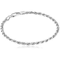 Amazon Essentials Sterling Silver Diamond-Cut Rope Chain Link Bracelet, 8