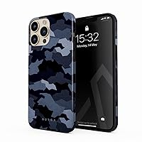 BURGA Phone Case Compatible with iPhone 14 PRO - Hybrid 2-Layer Hard Shell + Silicone Protective Case -Navy Blue Camo Camouflage - Scratch-Resistant Shockproof Cover