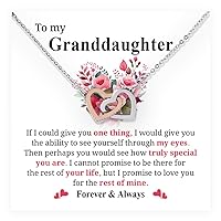 To My Granddaughter Necklace, Gift For Her Birthday Or Graduation, Granddaughter Gifts From Grandma And Grandpa, Interlocking Heart Jewelry For Granddaughter, Gifts For Adult Granddaughter With Message Card And Box
