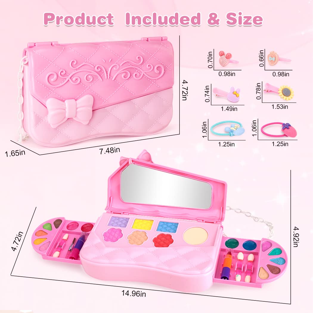 TAKIHON Kids Makeup Kit,Real and Washable Makeup Toys for Girls,34PCS Princess Pretend Play Makeup Set,Cosmetics Toys for 3 4 5 6 7 8 Year Old,Christmas,Birthday,Party Gift for Little Girls,Toddles