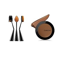 CAILYN Super HD Pro Coverage Foundation & Wow Makeup Brush & Just Mineral Eye Shimmer (2 Count) Set, 02 Adobe