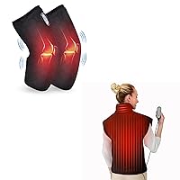 COMFIER Heated Knee Brace Wrap with Massage,Vibration Knee Massage with Heating Pad for Knee, Leg Massager, Heated Knee Pad for Stress Relief (Large Size-Black)