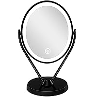 Double-Sided 1x/7x Magnification LED Makeup Mirror with Lights, Lighted Vanity Mirror USB Chargeable, Touch Sensor Control 3 Light Settings Illuminated Countertop Mirrors