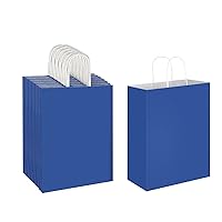 Oikss 50 Pack 10x5x13 Royal Blue Kraft Paper Bags with Handles Bulk for Birthday Party Favors Grocery Retail Shopping Business Goody Recycled Craft Gift Bags (Large Size, 50 Count)