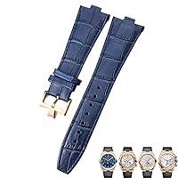 25-9mm Genuine Leather Convex Interface Watch Strap For Vacheron Constantin Overseas Black Blue Brown Bamboo Grain Watch Bands