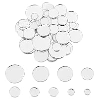 UNICRAFTALE About 54pcs 9 Sizes 6-25mm Silver Flat Round Trays Stainless Steel Plain Edge Bezel Cups Blank Tray Cabochon Settings for Jewelry Making DIY Findings
