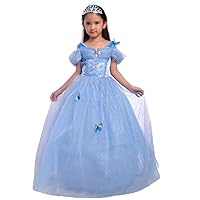 Dressy Daisy Girls' Princess Dress Costume Christmas Halloween Fancy Dresses Up Butterfly Size 8-10 Blue