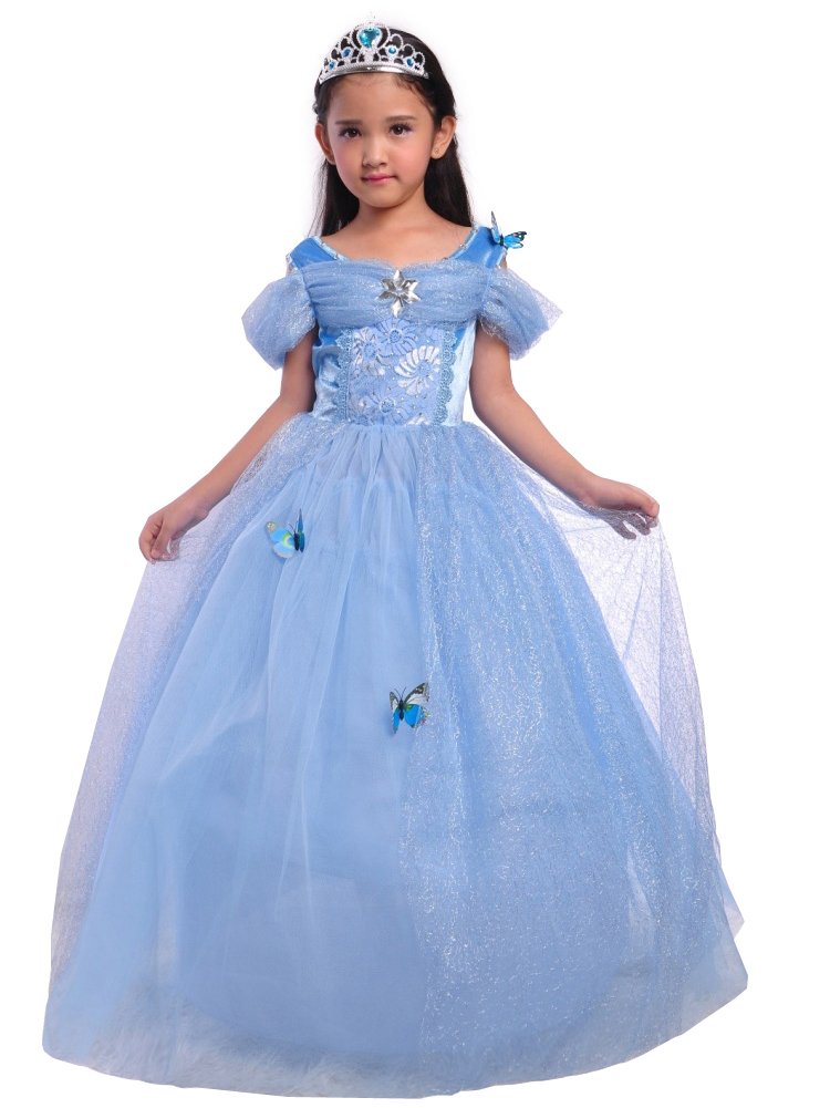 Dressy Daisy Girls' Princess Dress Costume Christmas Halloween Fancy Dresses Up Butterfly Size 4-5 Blue