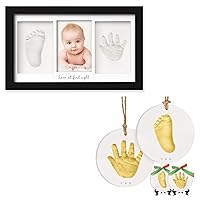 Baby Handprint Footprint Duo Photo Frame & Baby Ornament Kit Bundle - Perfect Baby Gift Shower