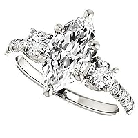 10K Solid White Gold Handmade Engagement Ring 1.0 CT Marquise Cut Moissanite Diamond Solitaire Wedding/Bridal Rings for Women/Her Proposes Gifts