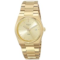 Unisex PRX 35mm 316L Stainless Steel case with Yellow Gold PVD Coating Quartz Watch, Yellow, Stainless Steel, 11 (T1372103302100)