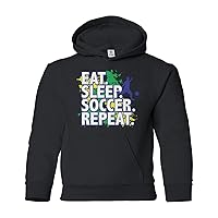 Threadrock Big Boys' Eat Sleep Soccer Repeat Youth Hoodie Sweatshirt