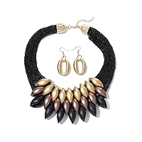 Fstrend African Choker Collar Bib Chunky Necklaces Tribal Statement Costumes Jewelry Accessories for Women and Girls