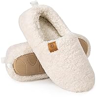 EverFoams Women's Soft Curly Comfy Full Slippers Memory Foam Lightweight House Shoes Cozy Warm Loafer with Polar Fleece Lining