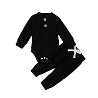New Born Girl Baby Outfit Newborn Baby Girl Boy Fall Clothes Outfits Long Sleeve Knitted Cotton Romper Pants
