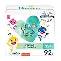 Pure Protection Training Pants Baby Shark - Size 3T-4T, 92 Count, Premium Hypoallergenic Training Underwear