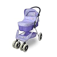 Anivia Baby Doll Stroller for 18 inches American Girl Dolls, Foldable Doll Pram Convertible Seat/Bed/Crib, Baby Doll Bassinet with Forward & Backward Handle, Storage Basket, Retractable Canopy Purple