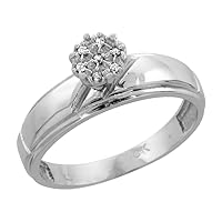 Genuine 10k White Gold Diamond Trio Wedding Sets for Him and Her 2 Diagonal Grooves 3-piece 7mm & 5.5mm wide 0.09 cttw Brilliant Cut sizes 5-14