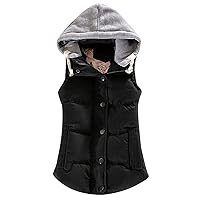 tuduoms Trendy Winter Vest Women Teen Girls Slim Fit Cotton Padded Jacket Vest Hooded Sleeveless Puffer Down Crop Top Gilet