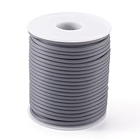 Pandahall 27.3 Yards 3mm Hollow Pipe Rubber Tubing Jewelry Cord with 1.5mm Hole PVC Tubular Synthetic Tube Thread for Bracelet Necklace Making Gray