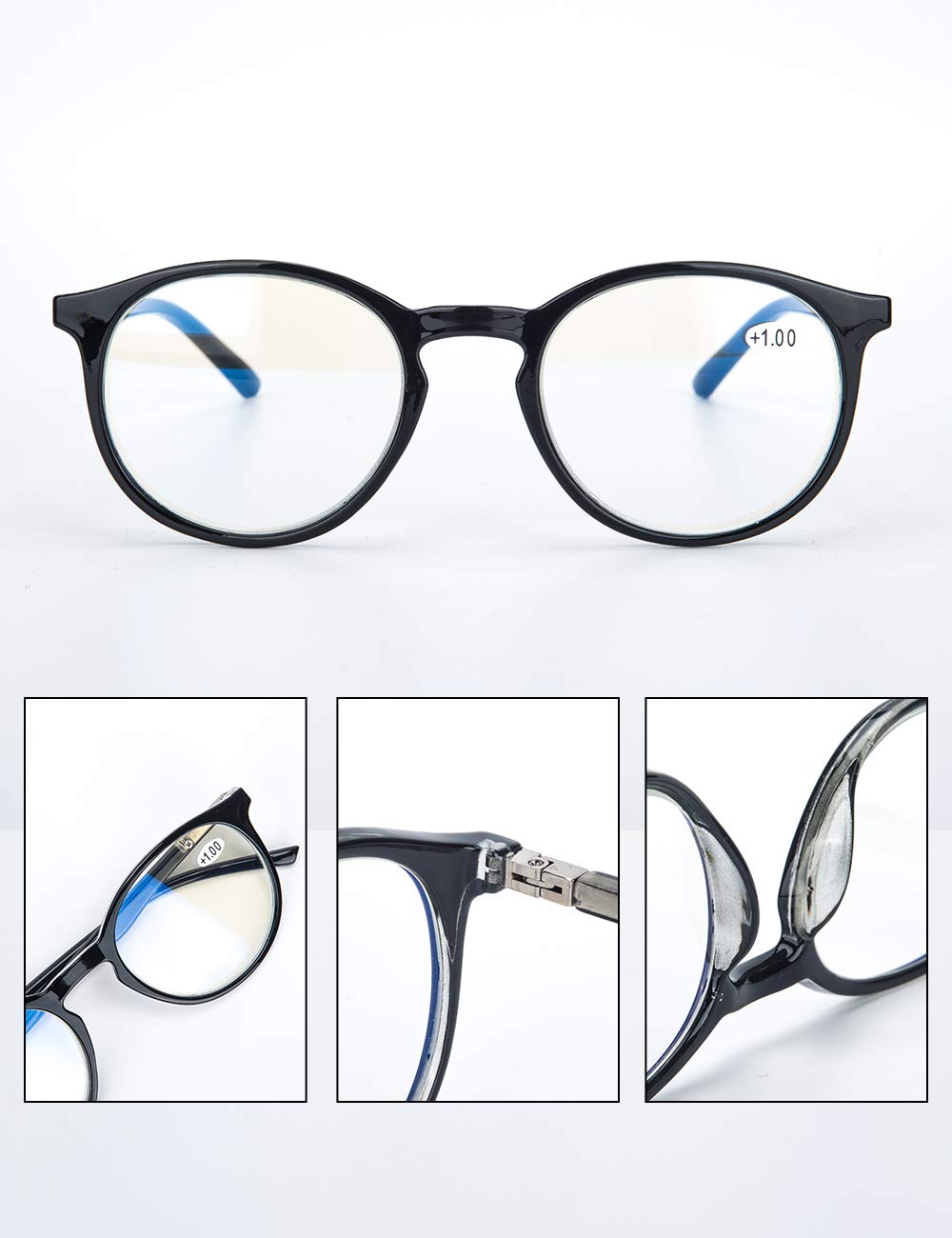 LANLANG 3-Pack Blue Light Blocking Reading Glasse for Women with round frame Anti Eyestrain 3 Colors L-L006